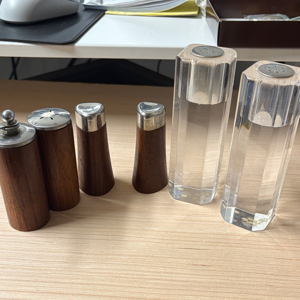 Wood and Acrylic Salt and Pepper Shaker Set